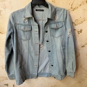 Vosujotis Women’s Distressed Denim Jacket L | Bundle 3+ Save 20%